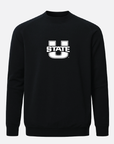 USU Meridian Black Crewneck