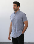 Phenom Classic Navy Plaid Short Sleeve Dress Shirt