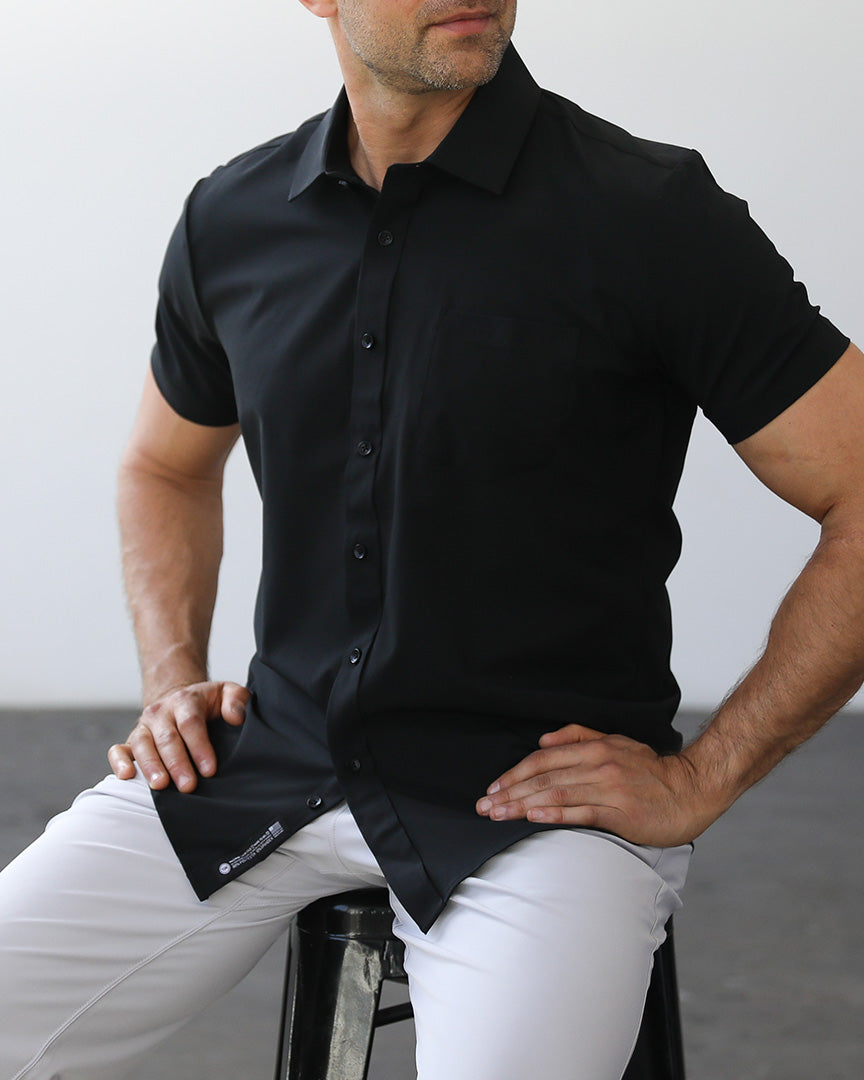 Phenom Classic Black Short Sleeve Dress Shirt