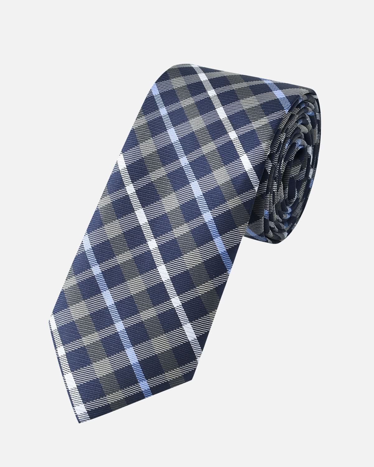 Immortal Charcoal Powder Blue &amp; Navy Striped Tie